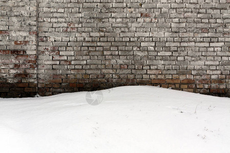 天气砖墙和雪季节背景摘要图片