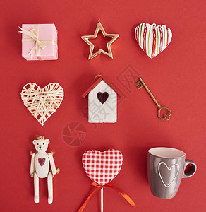 有很多不同的心礼物盒和情人节概念背景图片