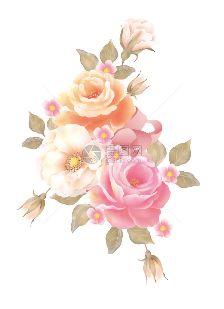 手绘玫瑰花束图片