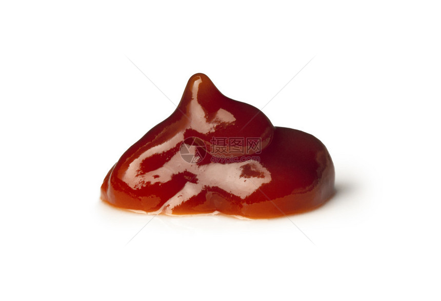 孤立在白色背景上的红色番茄酱滴图片
