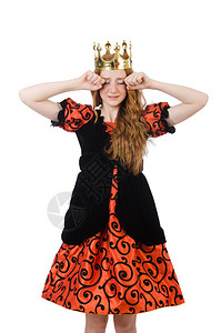 穿着橙色裙子的红发公主图片