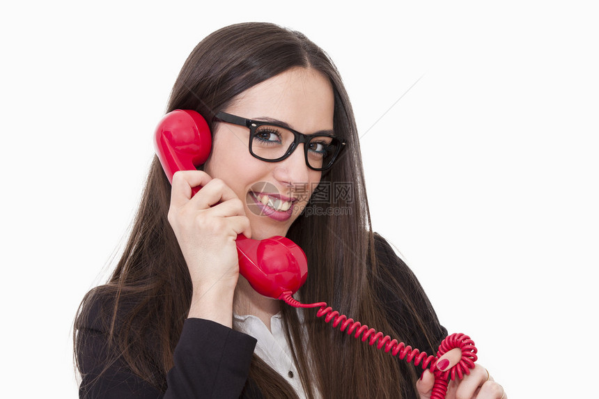 谈电话线的女商人图片