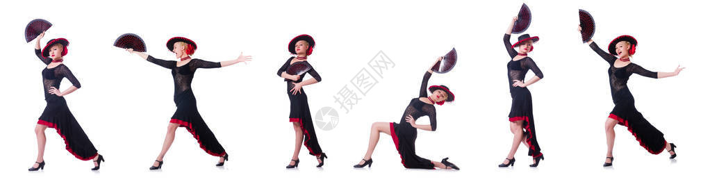 女在西班牙舞蹈中跳舞图片