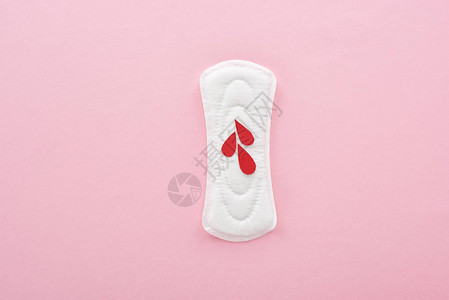 白色卫生巾顶部的白卫生巾视图粉红色图片