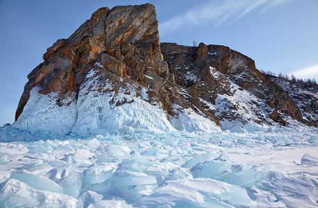 冬季西伯利亚风景与霍博伊角Hoboica图片