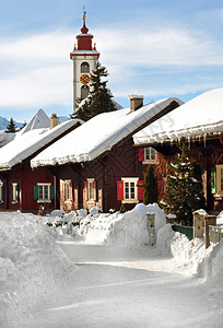 瑞士安德马特风景如画的冬景图片