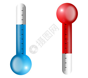 冷冻再加热温度计测量热温和冷温的插画