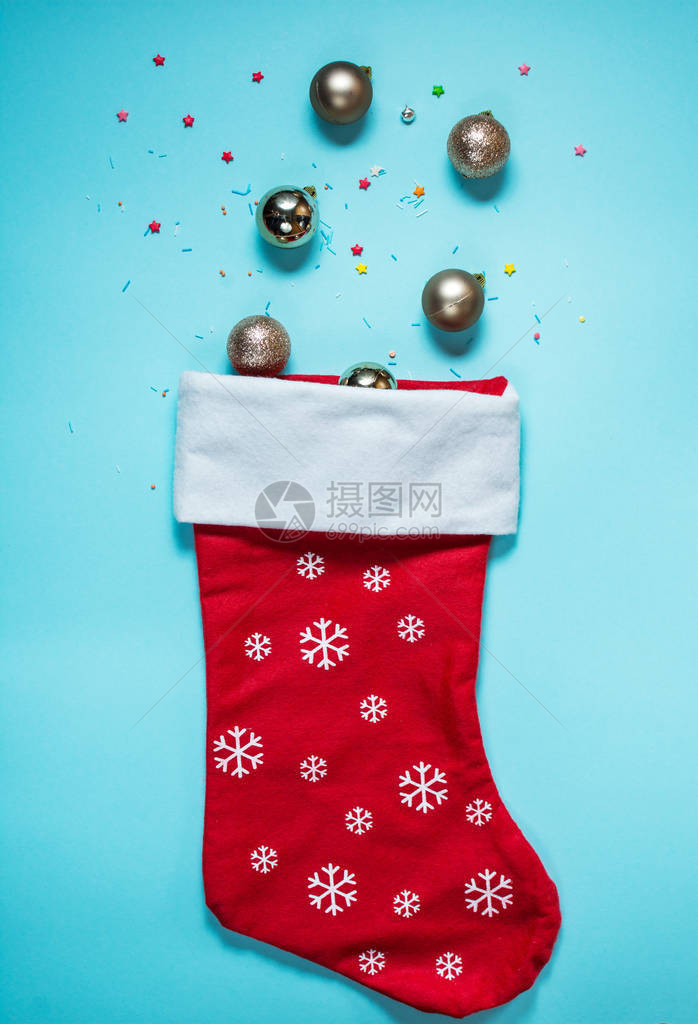 蓝色的圣诞袜子平底露图片