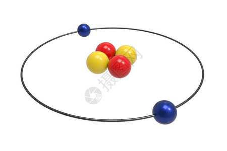 具有质子中子和电子的氦原子的玻尔模型科学与化学概背景图片