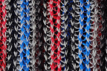 羊毛针织围巾蓝红白颜色图片