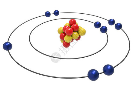 含质子中子和电子的氟原子玻尔模型科学与化学概背景图片