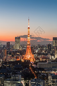 东京城市夜景与东京塔图片
