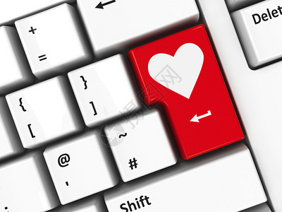 爱莫拉达斯带爱键的电脑键盘情人节3d渲染设计图片