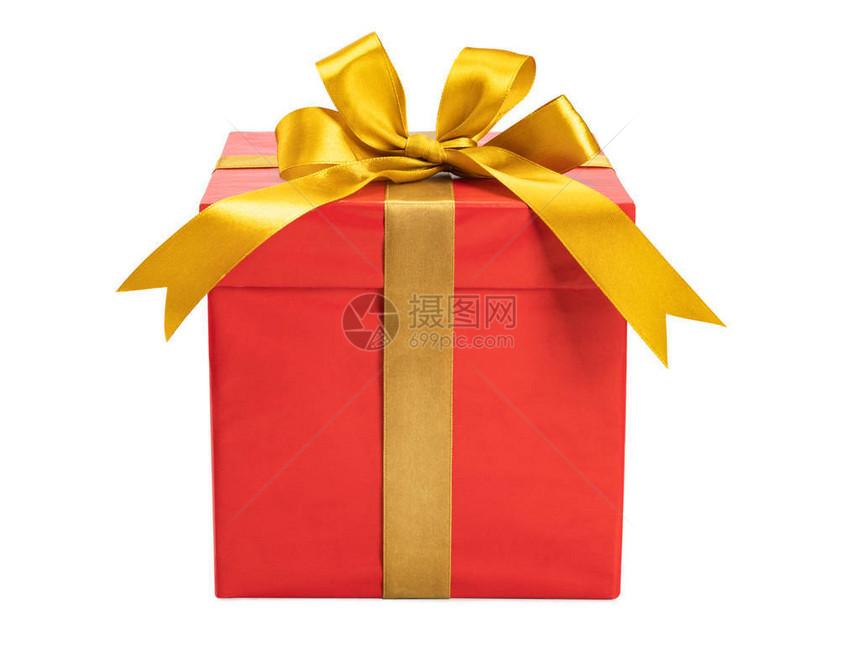 红色礼物盒有金弓图片