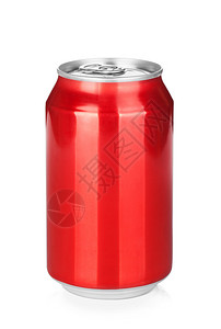 铝红汽水罐在白色背景上孤立图片