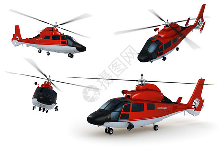 警卫队混合了白色背景的3D型救援直升机的详细模型设计图片