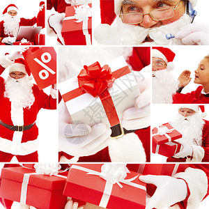 圣诞老人红色礼品箱和销图片