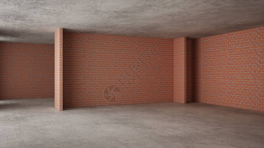 在建新房内部装修砖墙混凝土地板建筑工程概念图片