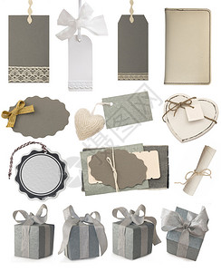 灰色标签和礼品盒的集合图片