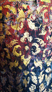 柱子上的泰式花纹漆背景图片