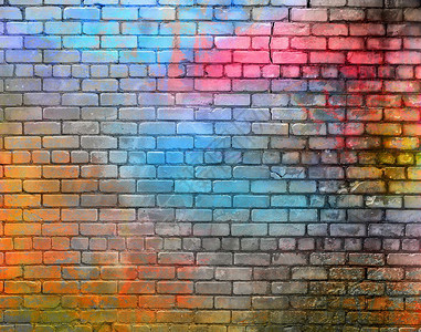 彩色砖墙质感图片