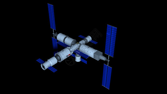 天宫三号空间站的3D模型背景图片