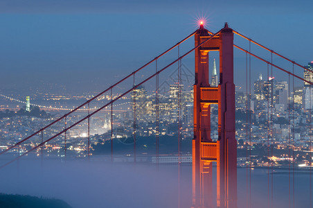 金门大桥的图像旧金山天线在背景中图片