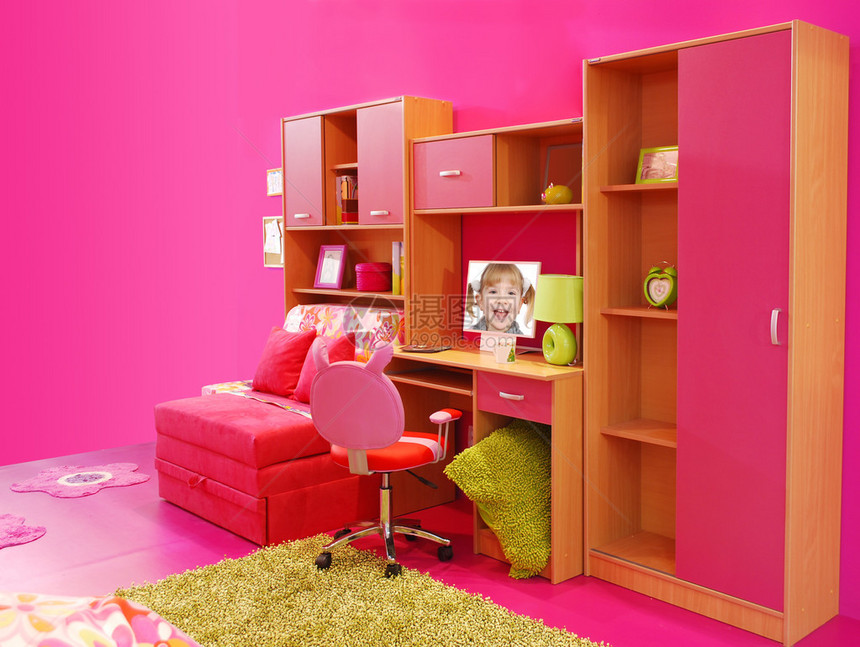 儿童粉色房间图片