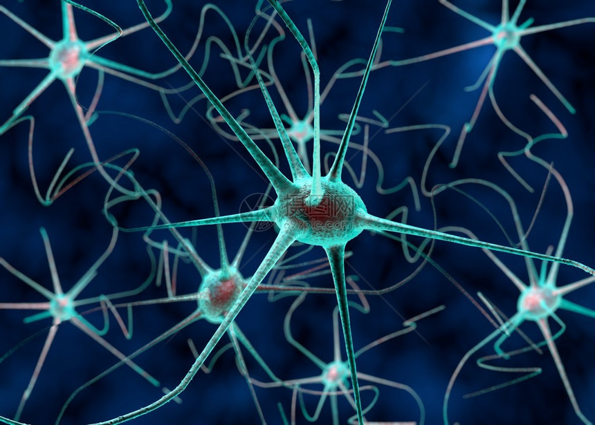 神经细胞的3D插图科学背景图片