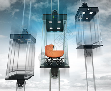 中间电梯中的推椅作为垂直传输概念插图Nam图片