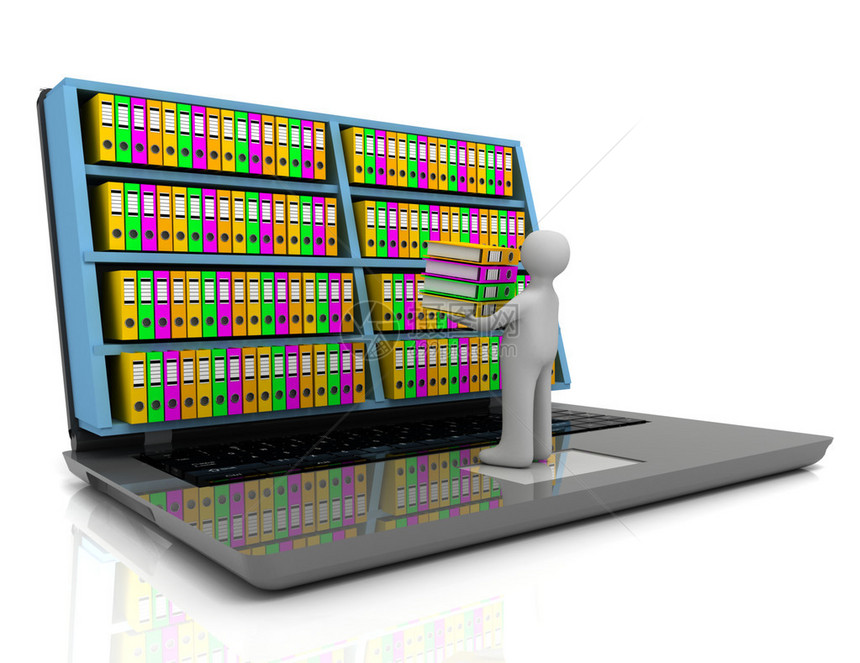 3d归档概念笔记本电脑和孤立图片