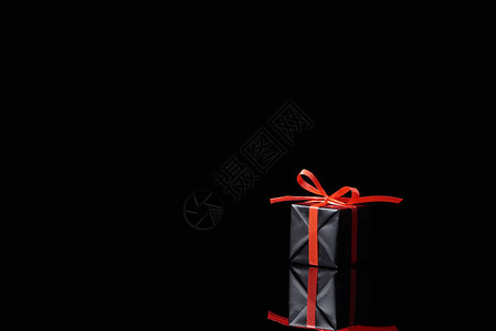 黑色装饰礼品红丝带背景图片