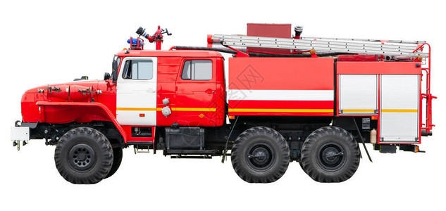 消防救援车侧视俄罗斯大红色救援车图片