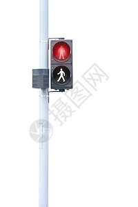 交通灯红色信号白背景和剪切路径图片