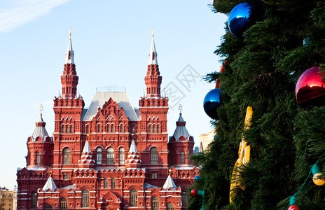 红场圣诞树的细节莫斯科图片