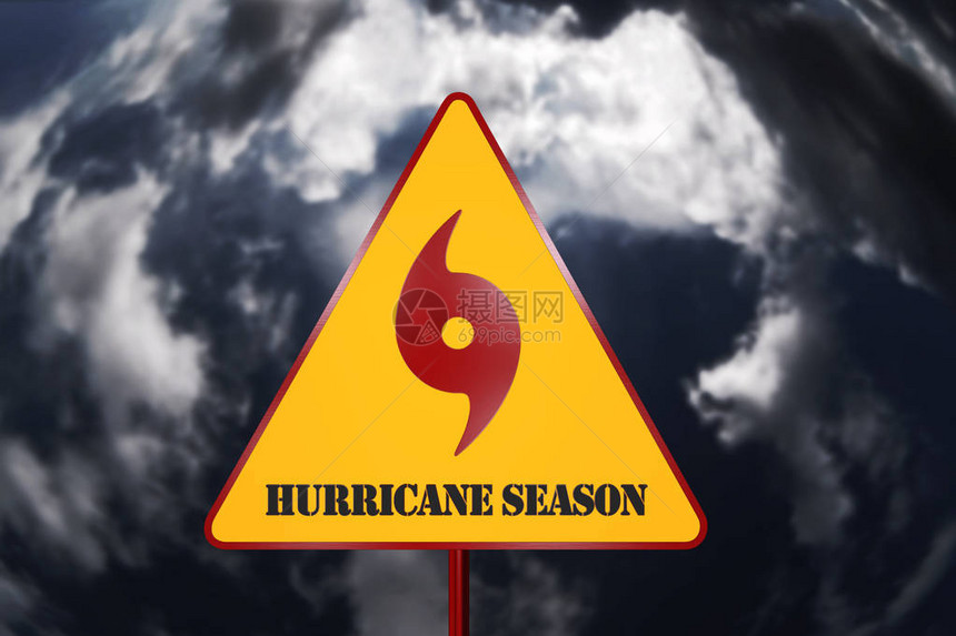 飓风危险信号和风暴在背景3图片