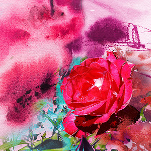 手工造纸花朵和玫瑰混合媒体艺术背图片