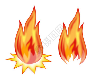 白色背景上的两场火灾的插图背景图片