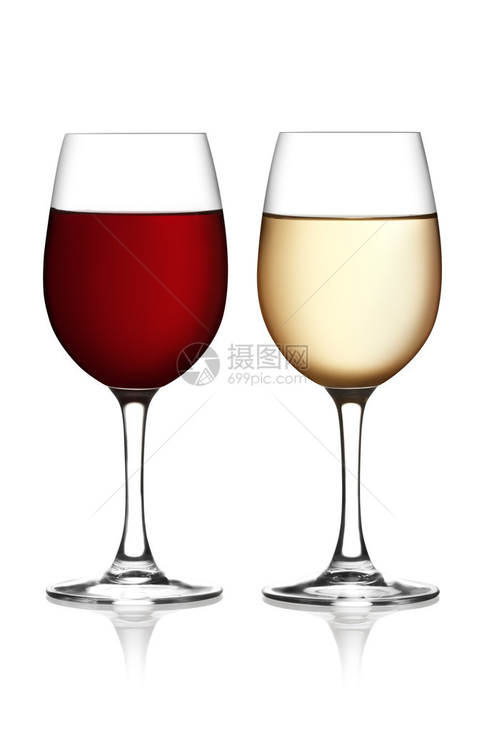 红色和白葡萄酒杯子图片