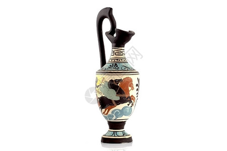 古希腊花瓶上白色孤立背景图片