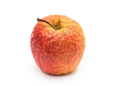 白色背景上孤立的老皱纹苹果图片