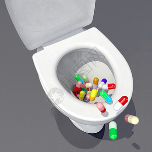 马桶里的药丸3d插图图片