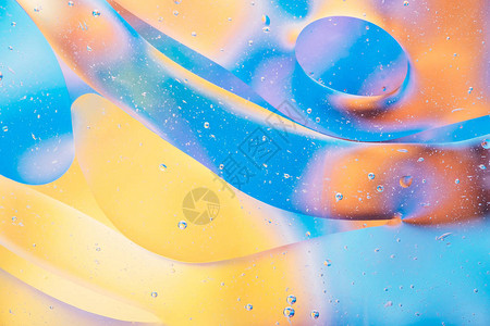 水油泡的宏观抽象本底流动液体蓝色图片