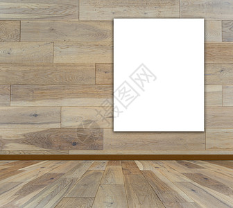 木制会议室的空白框用于图片