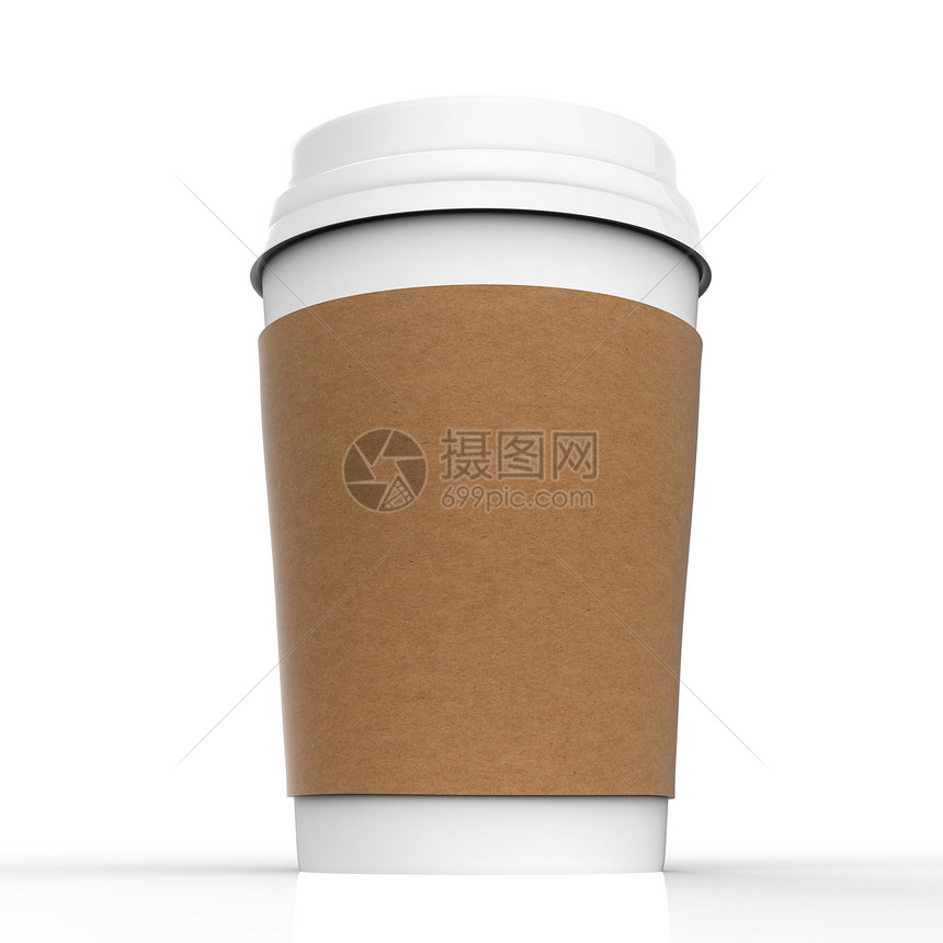 白色背景上的3d渲染空白纸咖啡杯图片