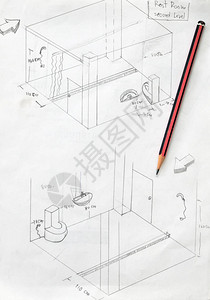 手绘浴室草图和铅笔图片