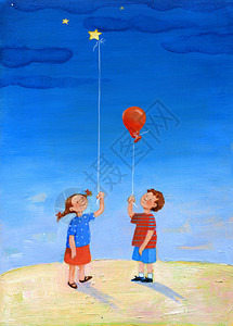 一个孩子拿着一个绑在电线上的气球图片