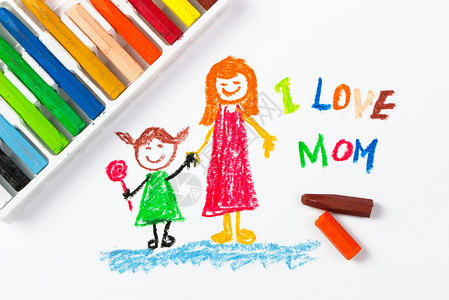儿童画母亲与女孩的喜图片