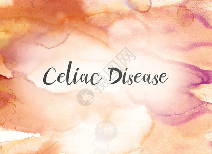 Celiac疾病概念和主题以黑墨水写在彩色的油图片