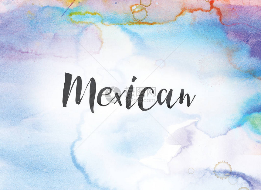 墨西哥的概念和主题用黑墨水写在彩色的油图片